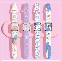 cute print silicone strap for apple watch se 6 5 4 3 2 smart watchband replacement bracelet for iwatch 38mm 40mm 41mm 42mm 44mm
