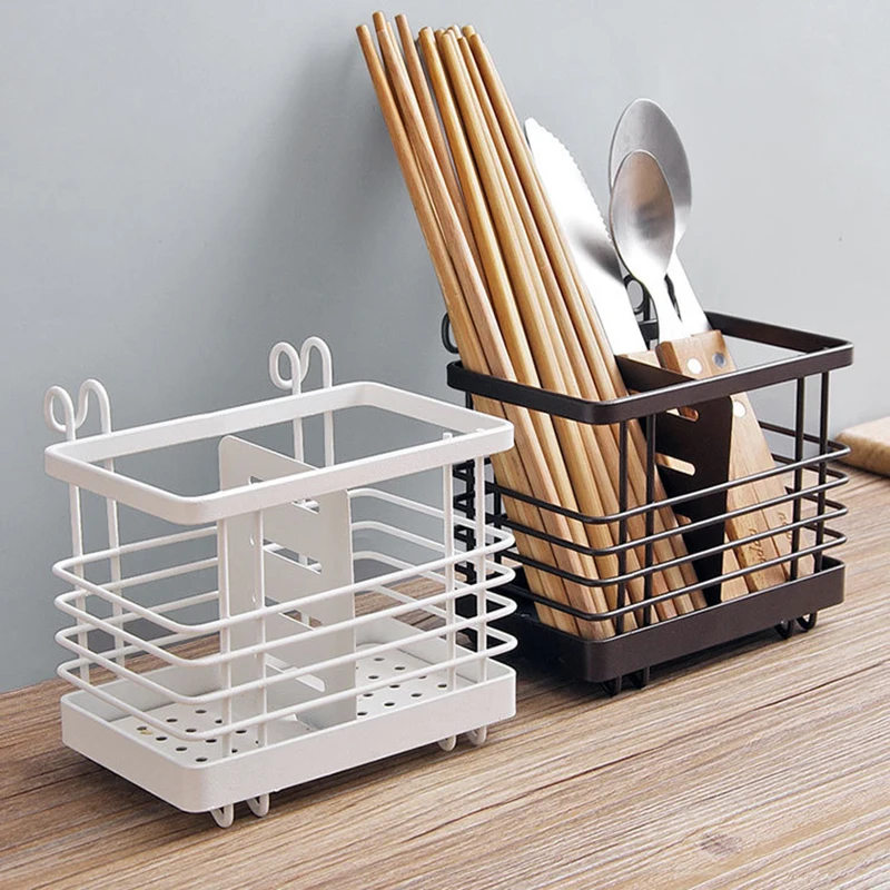

Kitchen Drain Iron Chopsticks Cage Household Chopsticks Storage Rack Free of Punching Tube Tableware Kitchen Accessories