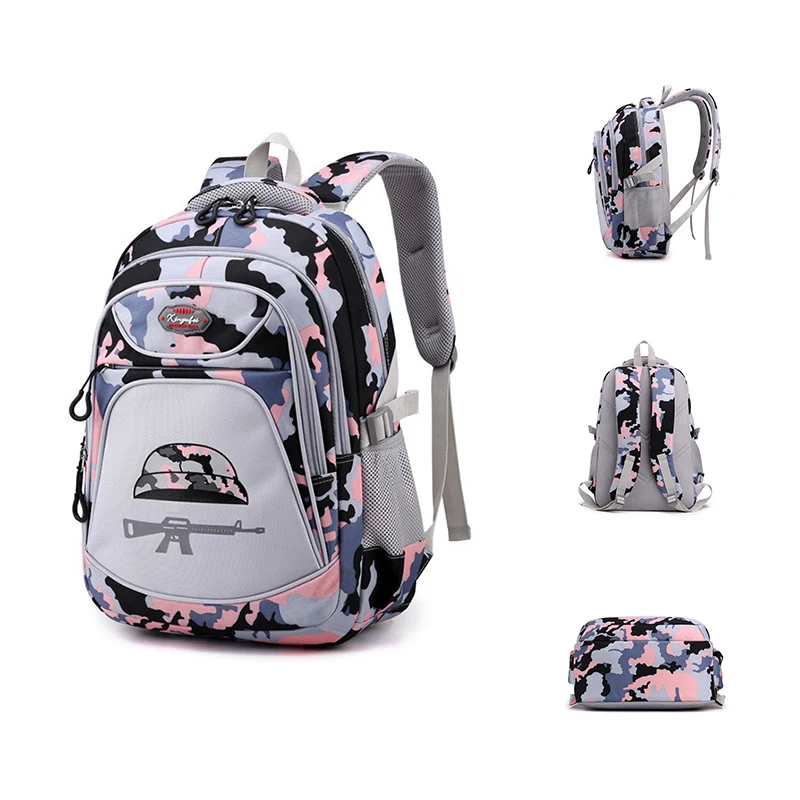 

Fashion Camo Camouflage Outdoor Camping Sports Travel Waterproof Travel Large Capacity Backpack bagpack Kids School Bag Girl