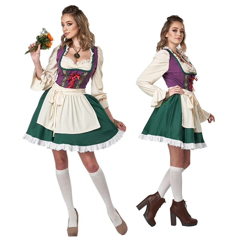 

Oktoberfest Dirndl Dress Costume German Beer Festival Tavern Bartender Waitress Cosplay Outfit Carnival Halloween Fancy Dress