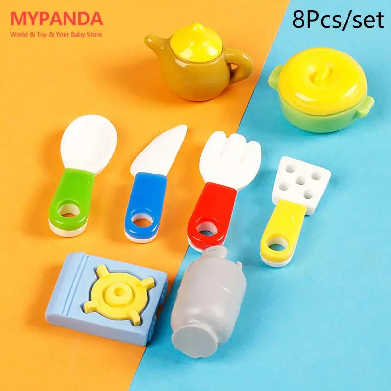 

8 шт./компл., имитация кухонного ножа и вилки, газовая плита, газовая бутылка, суповая кастрюля, «сделай сам», полимерная фурнитура, кремовая р...