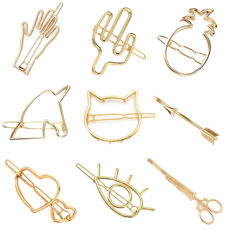 

Gold Sliver Pineapple Cactus Hair Clips Creative Scissors Hairgrips Hair Pins Barrettes Hairgrips Hair Jewelry Women Headwear