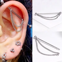 1 pc goth stainless steel industrial piercing barbell earring in cartilage earrings double helix piercing ear jewelry 14g gauge