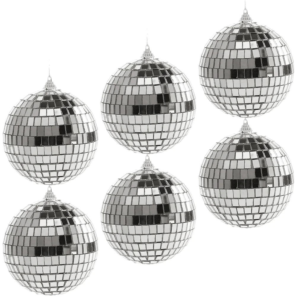 

6 Pcs Disco Mirror Ball Dance Party Decorations Reflective Balls Ornaments Hanging Foam Cake Christmas Tree