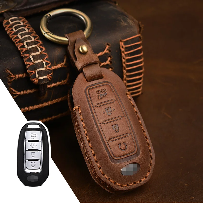 Чехол для автомобильного ключа из натуральной кожи для Infiniti Qx50 Qx60, защитный чехол для ключей