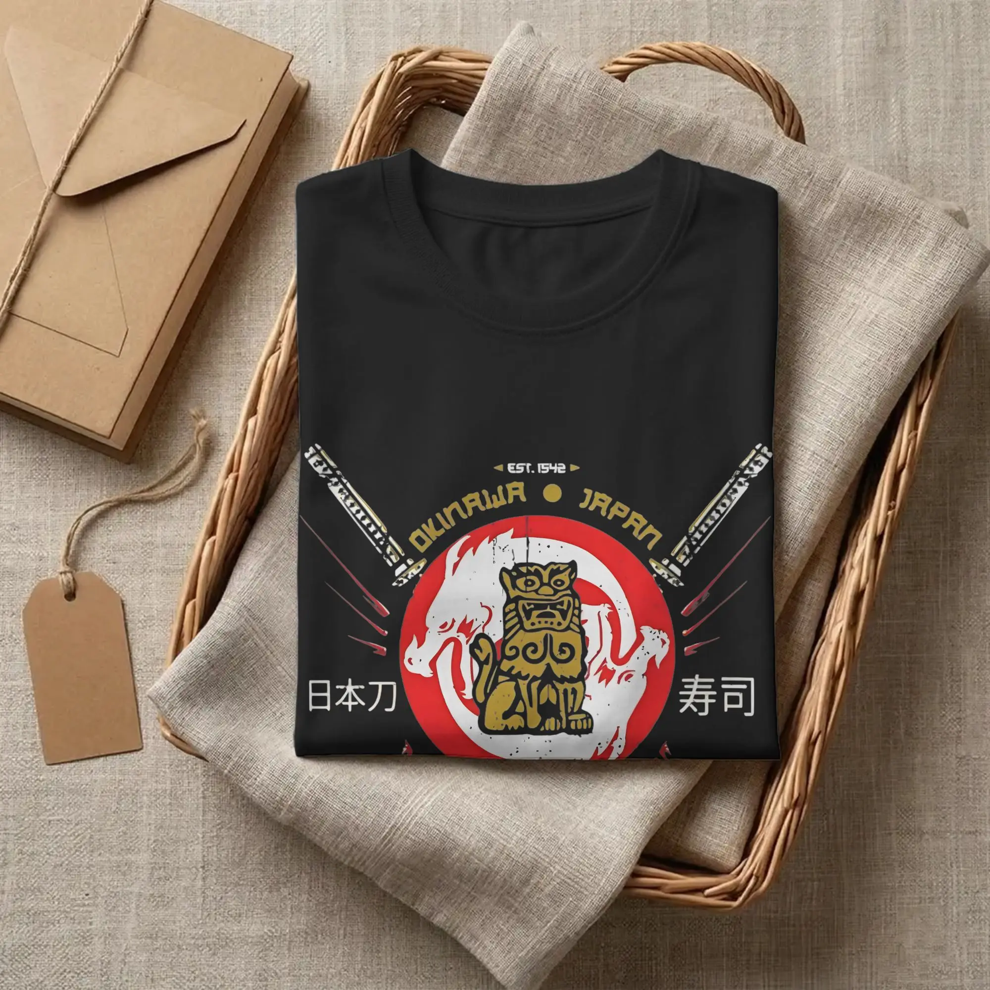 Фото Мужская футболка Warrior Hattori Hanzo Sword Sushi, японская футболка для отдыха из Окинавы, футболка с короткими рукавами и круглым вырезом, хлопковая одежда больших размеров №4