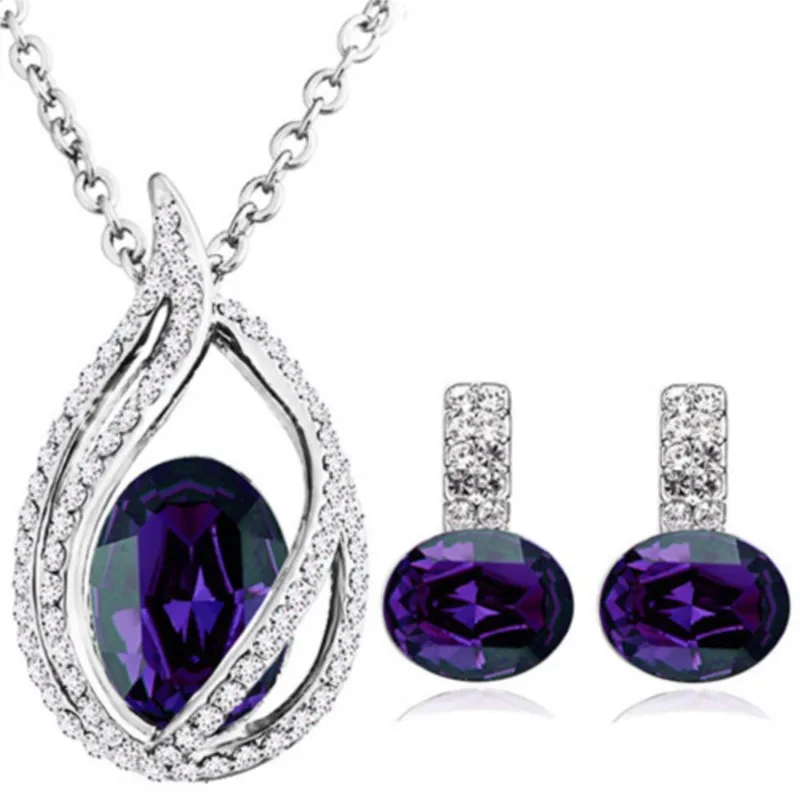 Комплект из колье и серёг с австрийским кристаллом | Украшения аксессуары