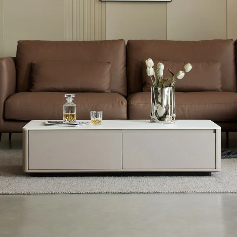 Белый кофейный столик в скандинавском стиле прямоугольный дизайнерский простой