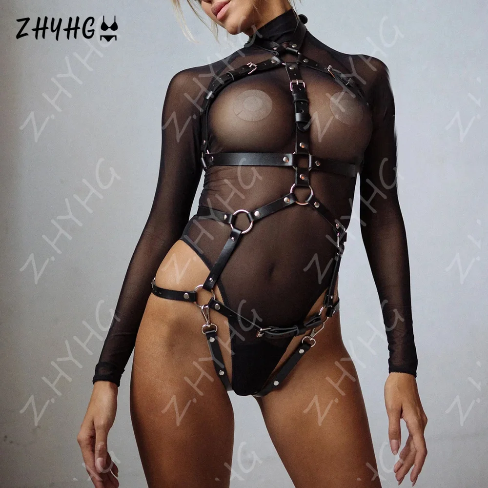 

Sexy Harness Fashion Chain Bondage Cage Sexy Underwear Suspenders Punk Leather Women Harness Lingerie Straps Garters Sword Belt
