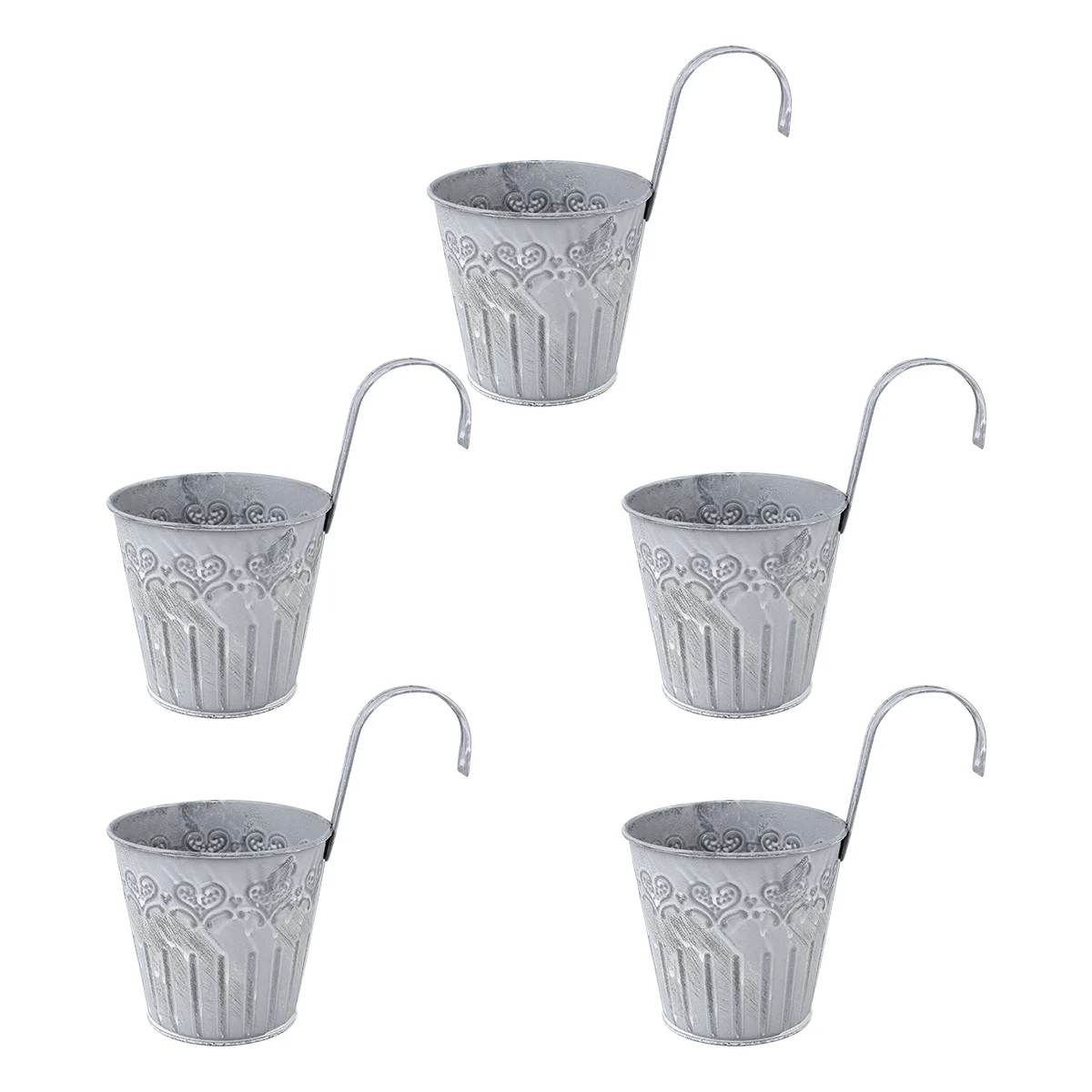 

5 Metal Flower Pot with Hook, Balcony Planters Railing Hanging Flower Storage Container for Patio Garden Bedroom Office