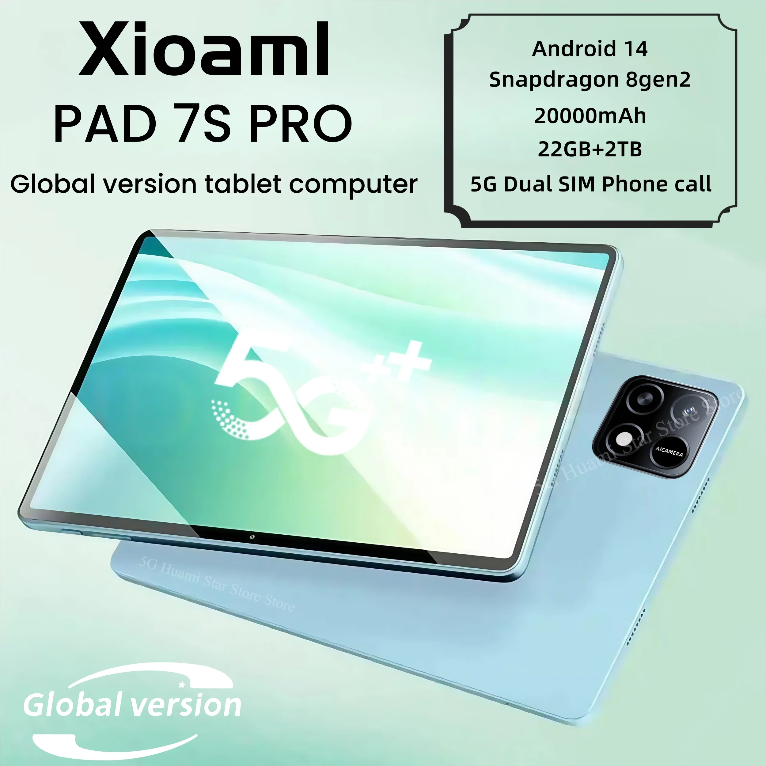 Фото 2025 Новый оригинальный планшетный ПК Global Edition Pad 7S Pro Snapdragon 8gen2 Android 14 HD 4K 22 ГБ + 2 ТБ 5G Tablet Dual SIM WIFI №1