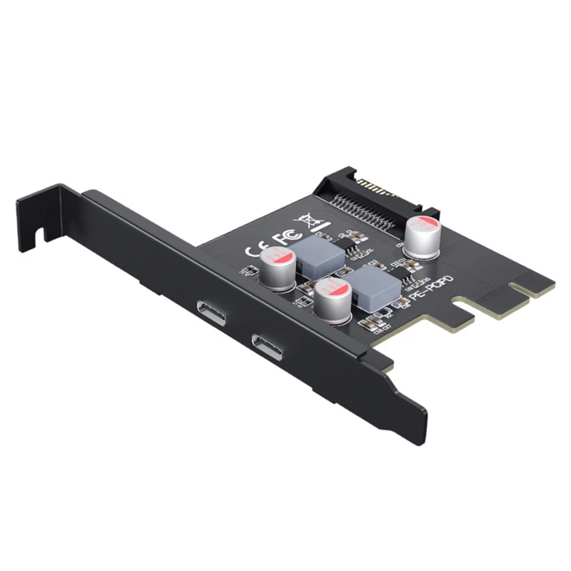 

PCI for EXPRESS x1/x4/x8/x16 to Dual Port Type C Data Transfer PD 20W Quick Charge Controller PCI-E Type C Add on P9JB