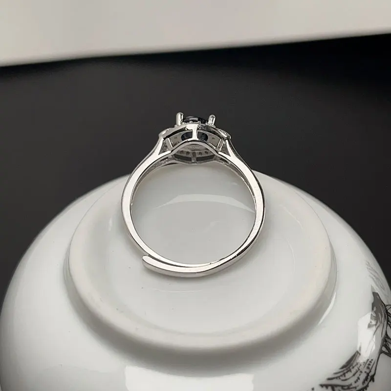 Кольцо с натуральным полуночным синим сапфиром 6 мм 1 карат натуральный сапфир