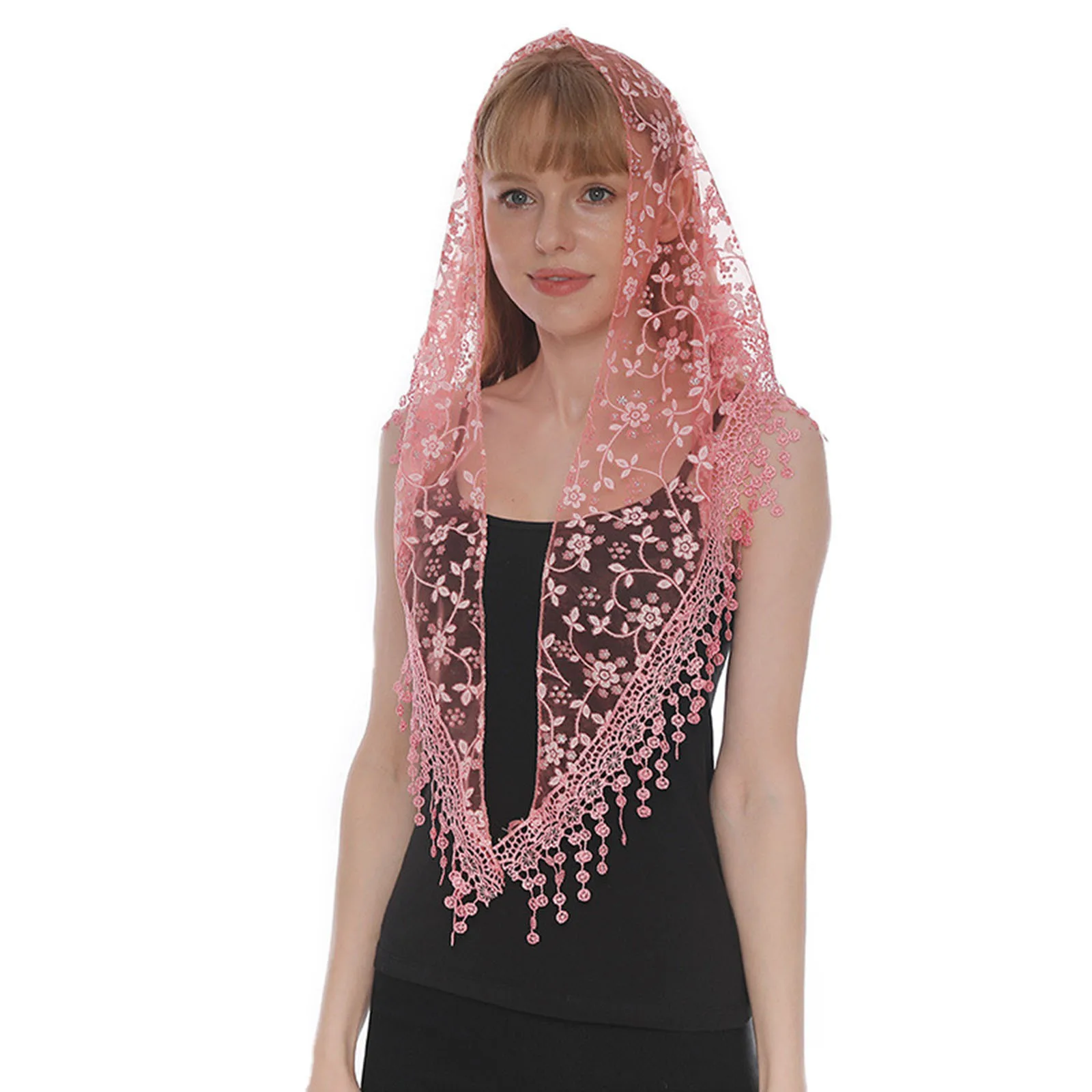 Fashion Women Triangle Wrap Lady Shawl Female Baby Tassel Shawls Scarves Flower Lace Scarf Spring Summer Photo Props Accessories