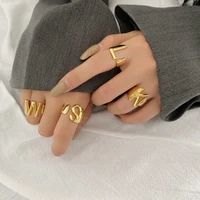 fmily minimalist letter ring s925 sterling silver retro fashion temperament exaggerated hip hop jewelry for girlfriend gift