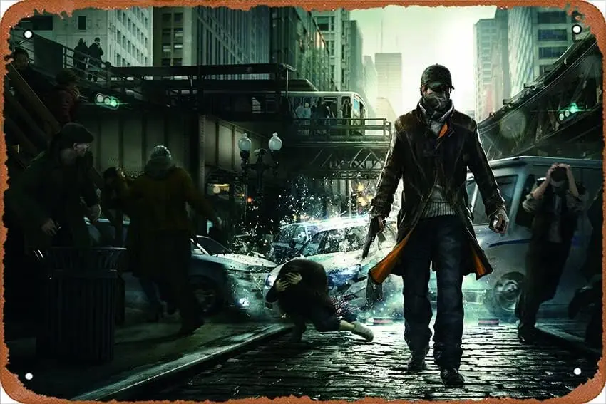 Wtch Dogs 4k Gmes Metl Sgn Gme Room Vdeo Decor Gmng Gfts Gmer Gft для Hm 8 x 12 дюймов