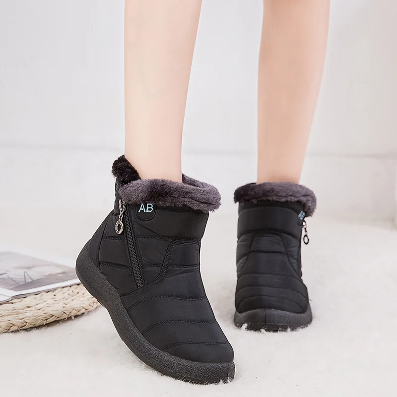 Women Snow Boots 2022 Fashion Winter Boots Warm Short Fur Plush Ankle Botas Plus Size Female Shoes Zipper Winter Warm Boots