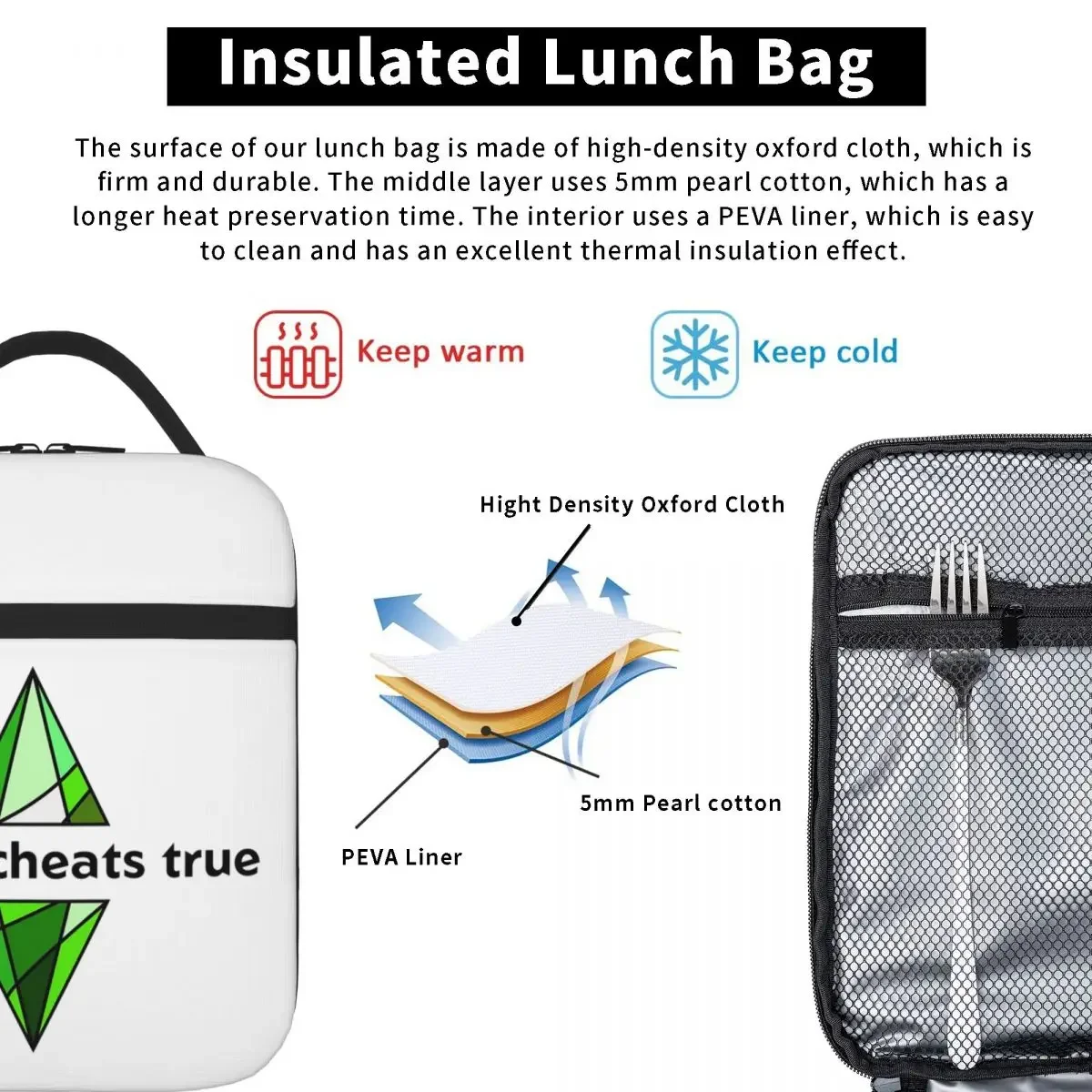 Пакеты для обедов Sims 4 - Testingcheats True Plumbob изолированная сумка-тоут обеда