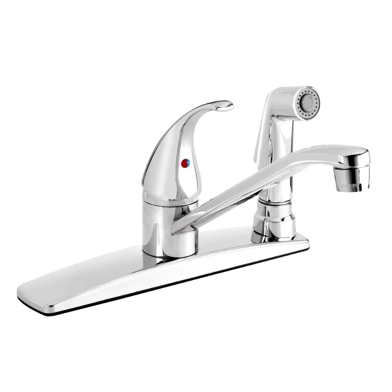

Kitchen Sink Faucet with Low-Arc Spout and Side Spray, Polished Chrome