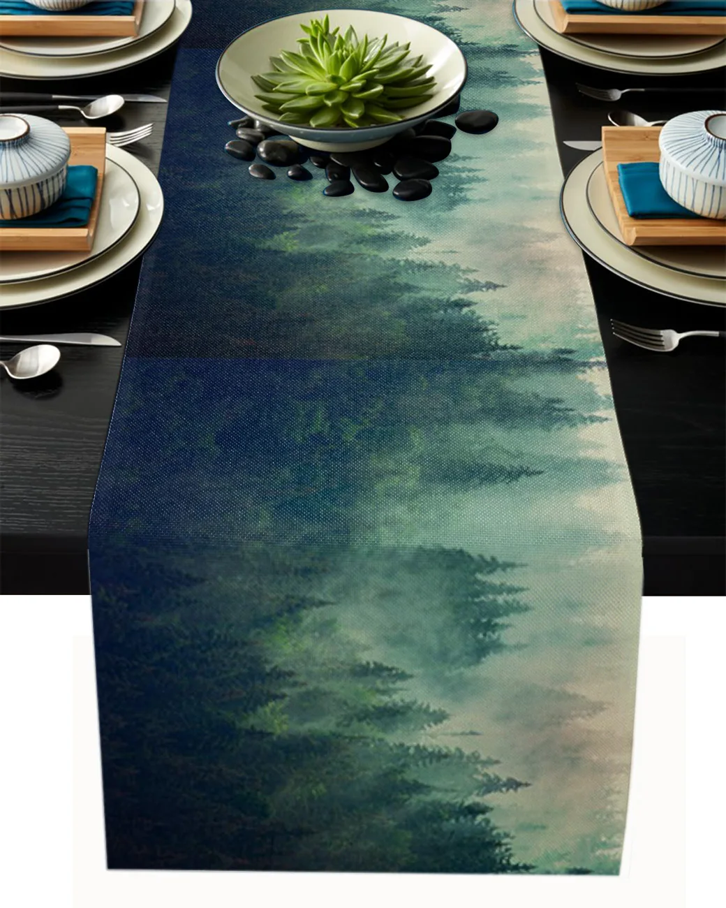 

Туман древесина пихта джунгли свадебное украшение стола кофейный столик декор обеденный стол украшение Настольная дорожка роскошный