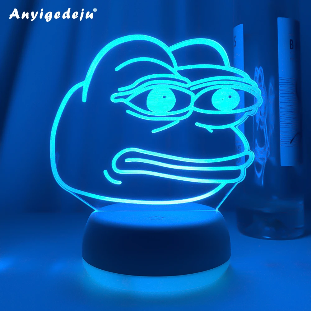 

Fashion Meme Pepe Sad Frog 3D Neon Lamp Live Streaming RGB Backlight Cool Xmas Birthday Gift for Kids Friends LED Table Lamp