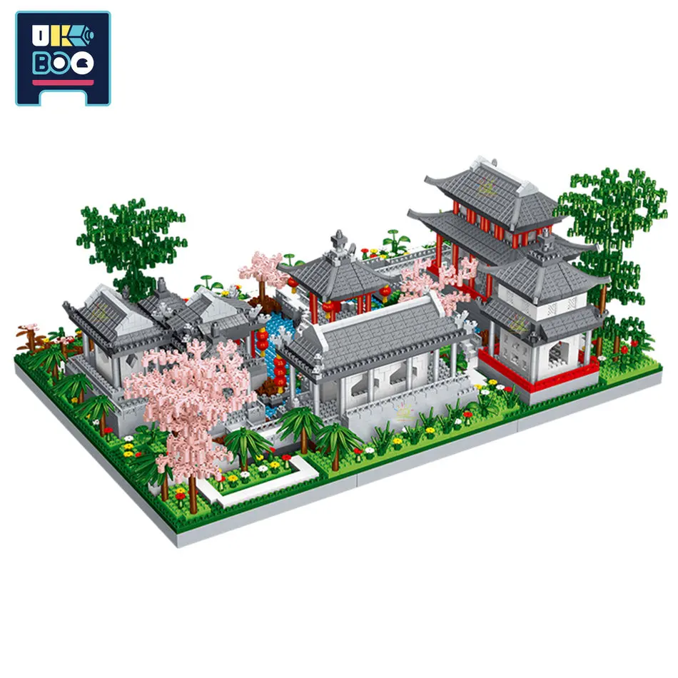 

UKBOO 4000Pcs Mirco World Architecture Yard Garden Mini Building Blocks City Temple Lake Tree Diamond Bricks Toys for Children