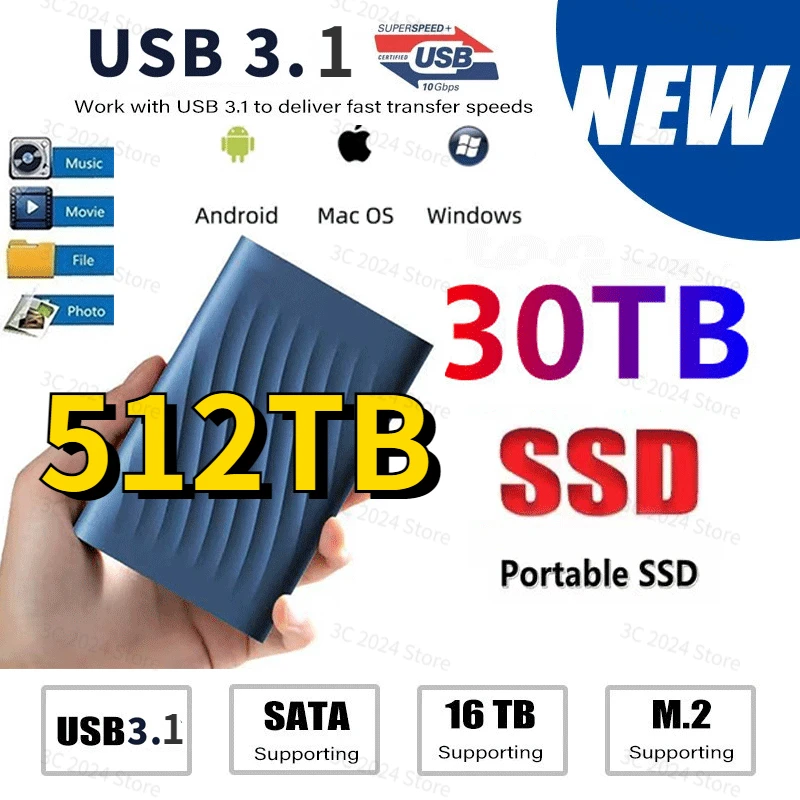 

2023 Brand New High-speed T9 1TB SSD Portable Hard Drive USB3.1 Interface 500G Mobile Hard Disks External For Laptop PS5 PS4 Mac