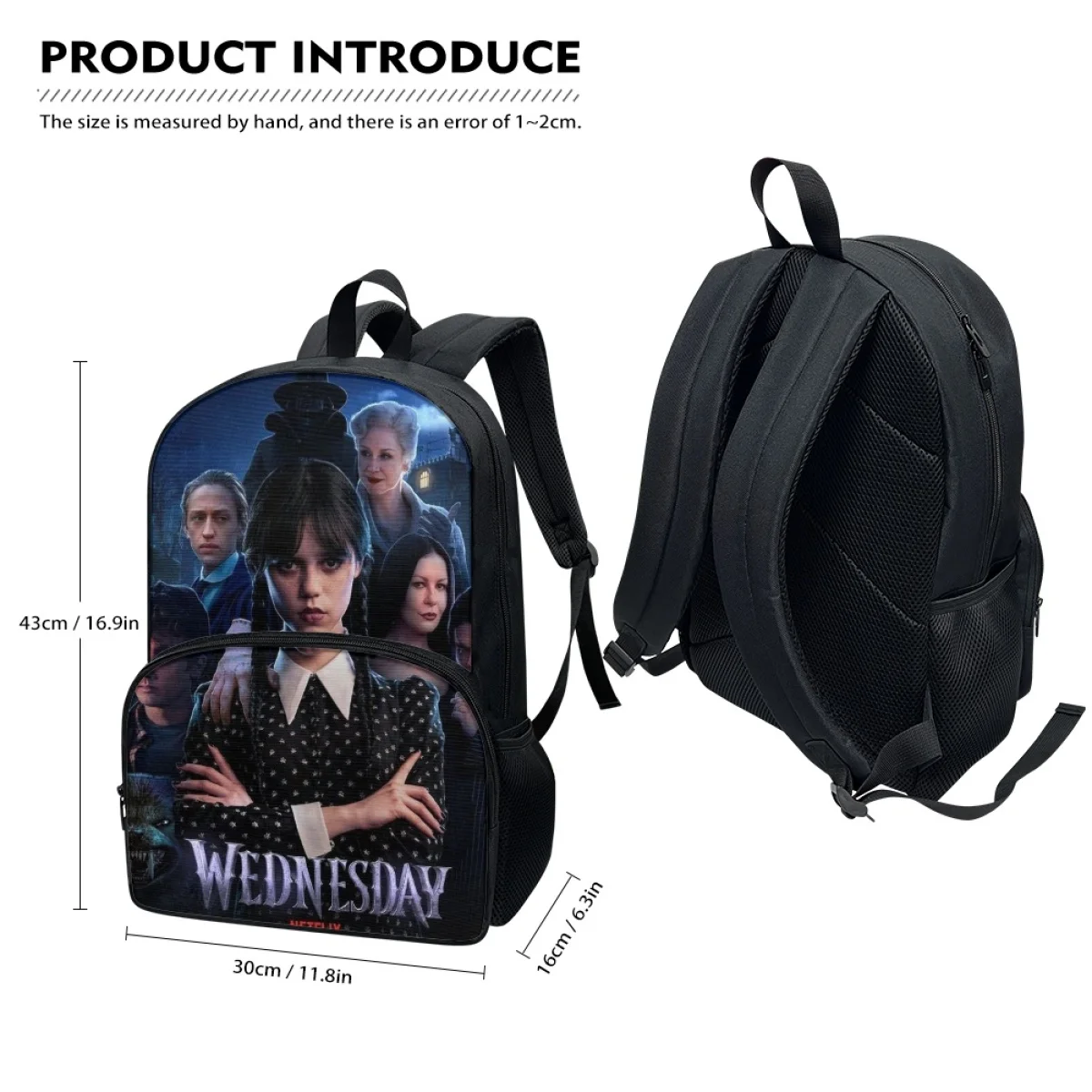 FORUDESIGNS Nevermore Academy Students Backpacks Wednesday TV ShowSchool Bags Lightweight Multi Pocket Bookbags Outdoor