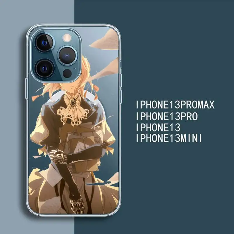 

Violet Evergarden anime Phone Case Transparent Magsafe Magnetic Magnet For iPhone 13 12 11 Pro Max Mini Wireless Charging Cover