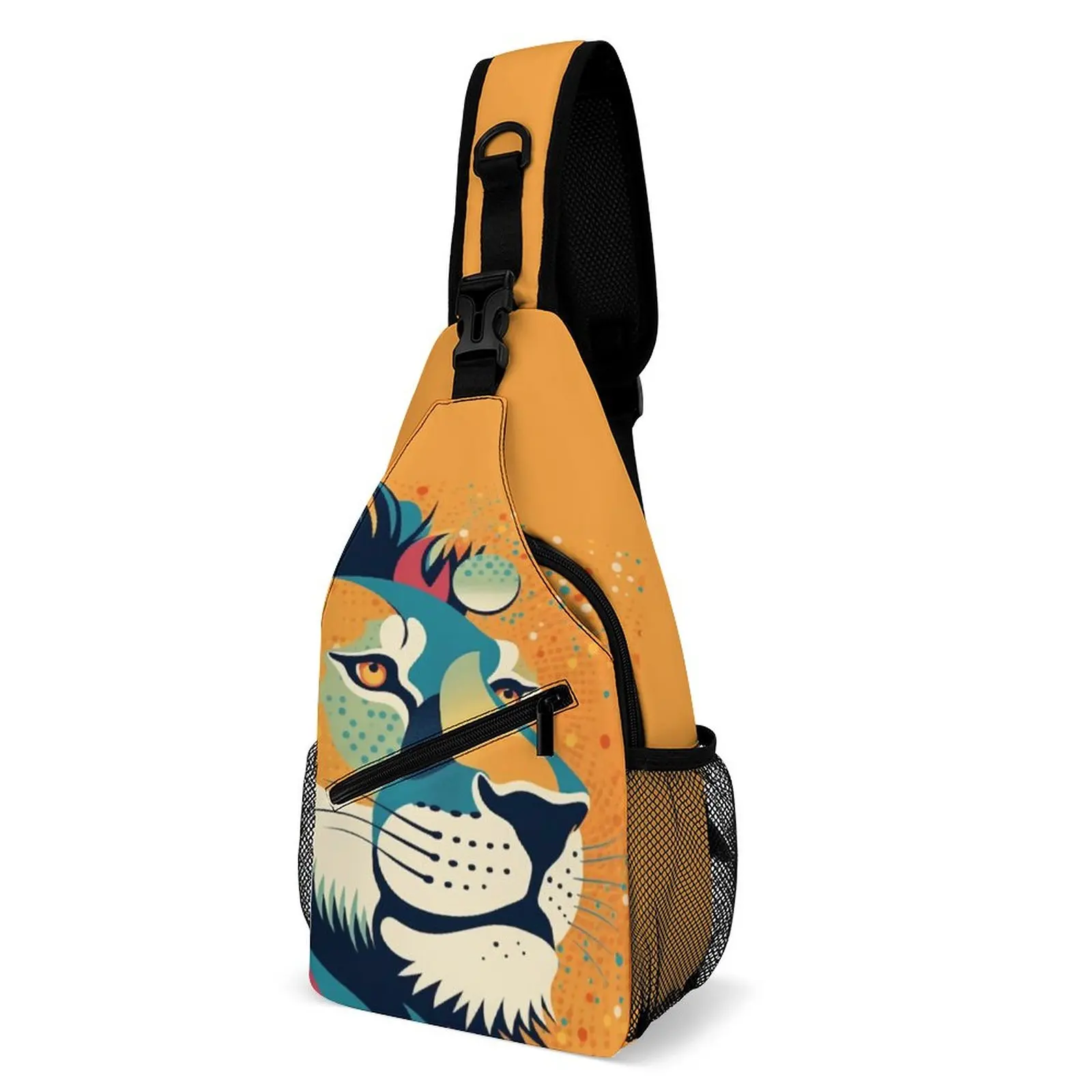 

Lion Shoulder Bags Retro Multicolored Fun Chest Bag Men Phone Hiking Sling Bag Daily Graphic Small Bags