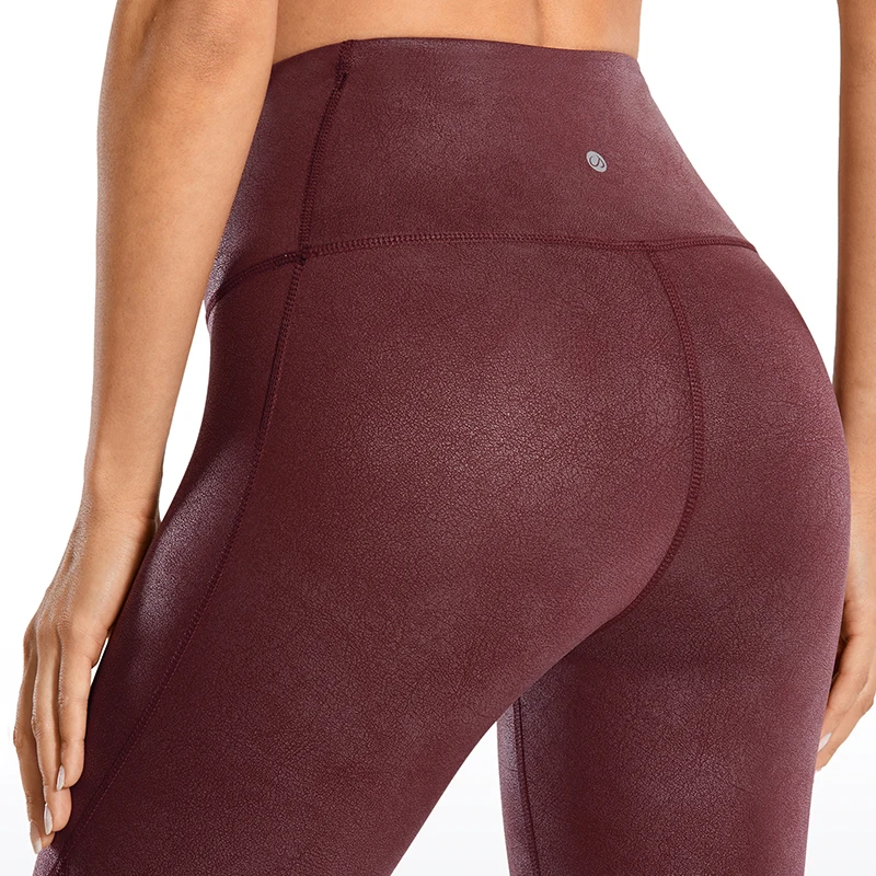 SYROKAN Faux Leather Leggings Women  Matte Coated Texture Workout Leggings Sport Women Fitness Mesh Tight Pants