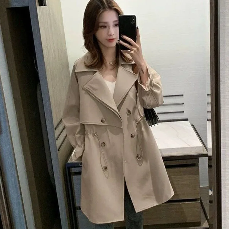 

New Spring Autumn Long Trench Coat Women's Loose Double Breasted Windbreaker Jacket Female Casual Blazer Khaki Parker Coats3XL