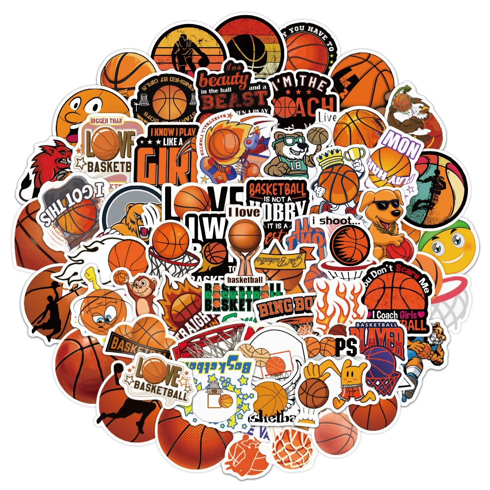 

10/30/50PCS Basketball Graffiti Waterproof Sticker Cartoon Creative Trend Decorative Decal Skateboard Water Cup Guitar Wholesale