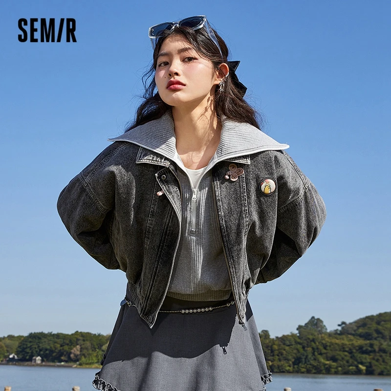 

SEMIR 2021 новая зимняя одежда оверсайз для женщин короткая национальная трендовая джинсовая хлопковая одежда