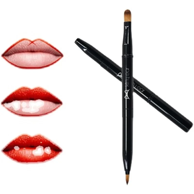 

Retractable Lip Brush Applicators Dual End Concealer Lipstick Eyeshadow Foundation Natural Synthetic Bristles Makeup Brush Tool