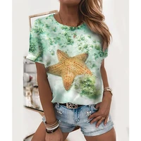 new 3d printing short sleeved t shirt womens 2022 summer fashion tops european and american trends underwater world animals
