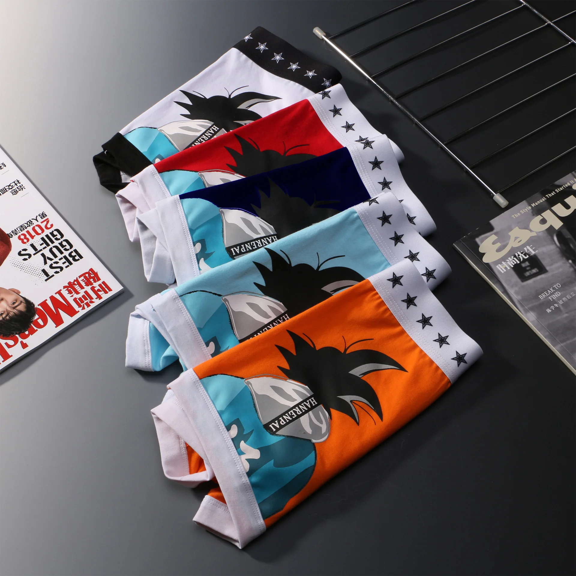 

New Men's Underwear Large Size Boxer Shorts Youth Breathable Sports Color Matching Letters Anime Personality Gift Fashion men's