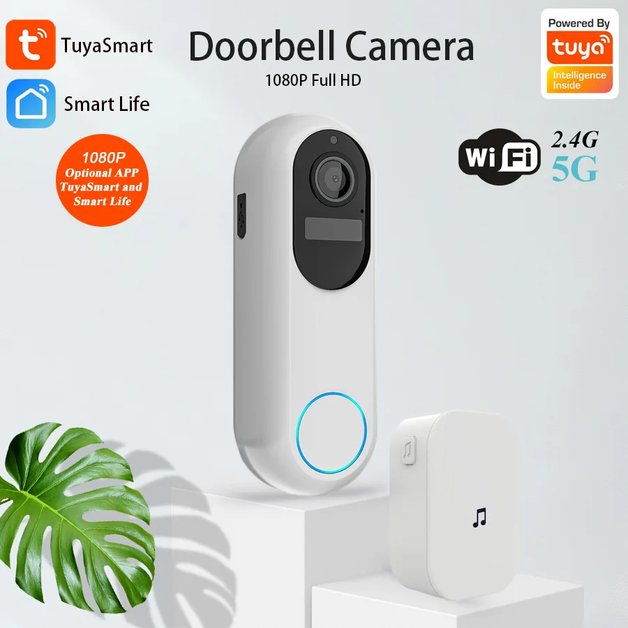 Tuya Smart Home Video Doorbell WiFi Outdoor Wireless Rechargeab Door Bell Waterproof Battery Intercom Door Phone Video Camera