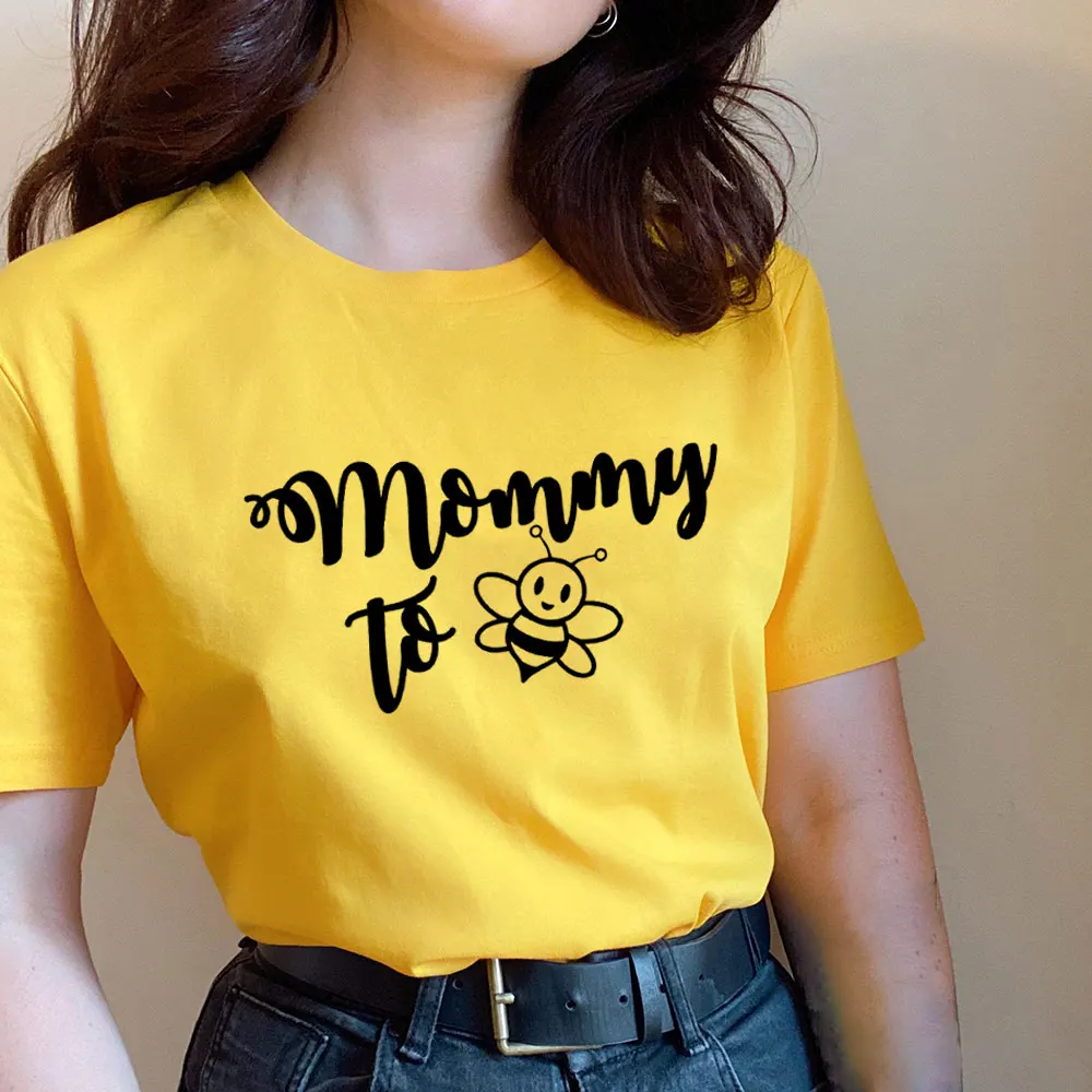 

Mommy To Be Daddy To Be Bee Print 100%Cotton Women Tshirt Unisex Funny Summer Casual Short Sleeve Top New Dad Tee Gift for Mom