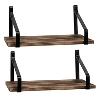 set of 2 floating shelves wall mount rustic wood wall shelves for kitchen living room bathroom bedroom rt