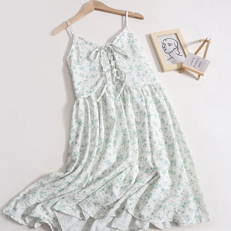 

Beach Style Women Dresses Lace Up Print Floral A-line Summer Vestidos Sweet Korean V Neck Elegant Mini Dress Retro