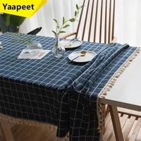 modern cotton linen tablecloth lattice tablecloth tassel household desk dustproof cloth coffee table table cloth cover towel