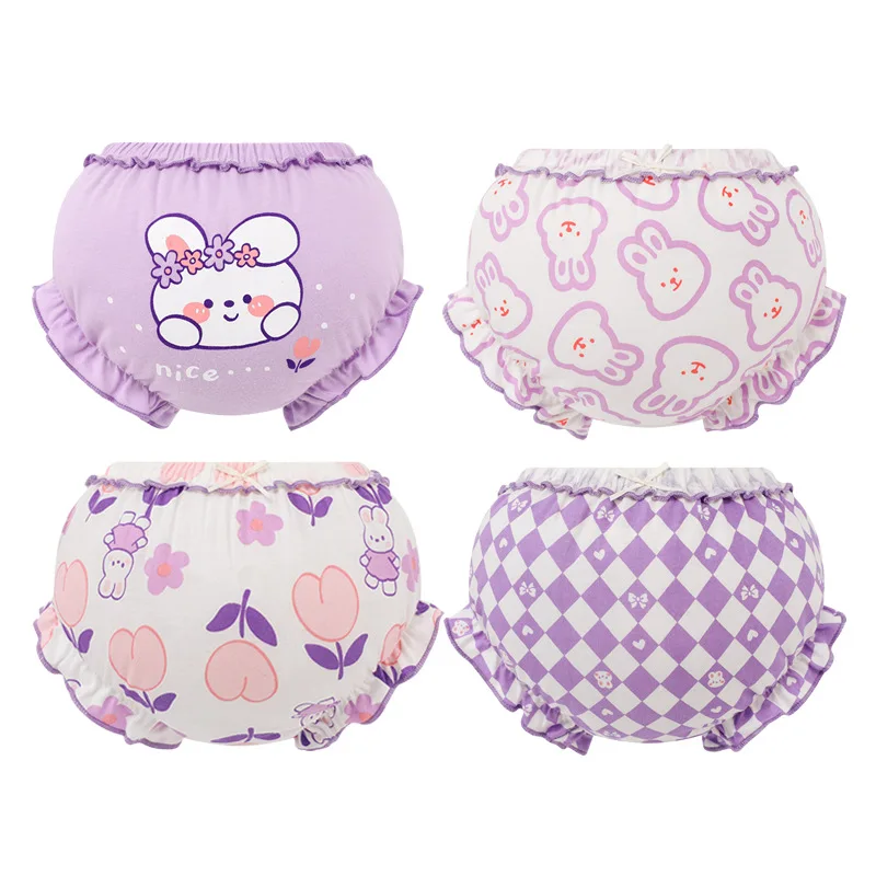 3 Piece/Lot Kids 100%Cotton Panties Girl Baby Infant Newborn Fashion Solid Cute Bow Striped Dots Underpants For Children Gift CN images - 6
