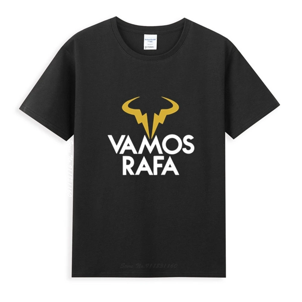

Retro Rafael Nadal Tennis White Logo Classic Black T-Shirt Newest Summer Men's Short Sleeve Popular Tees Shirt Tops