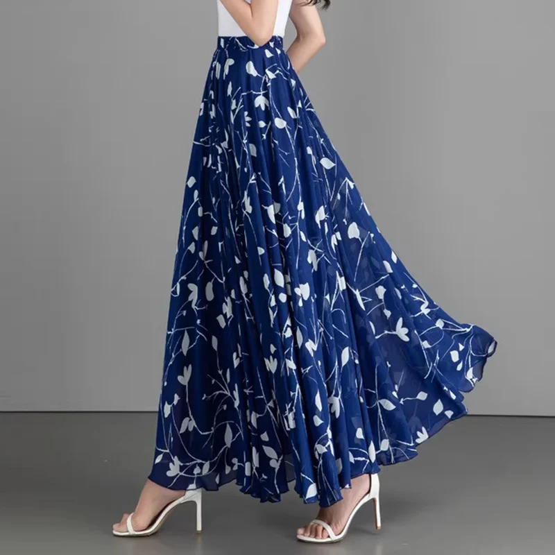 Женская шифоновая юбка в горошек элегантная длинная стиле Харадзюку с большим