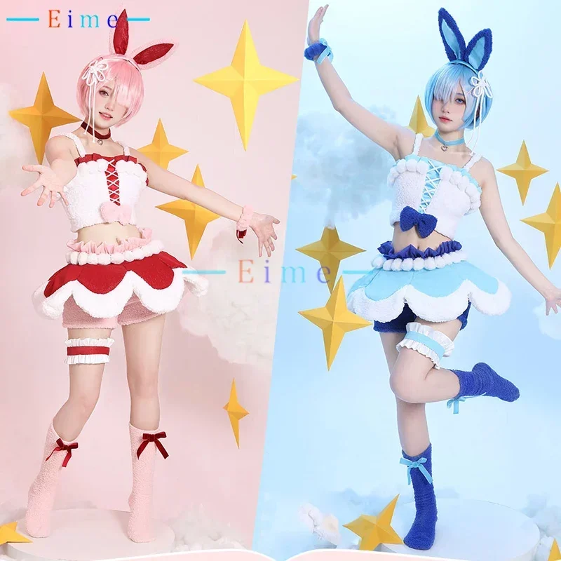 

Anime Re:Life in a Different World Rem Ram Cosplay Costume Women Cute Party Clothing Bunny Girl Suit Halloween Carnival Uniforms