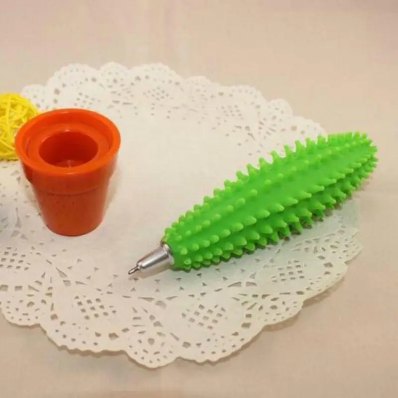 

1 шт., шариковая ручка в горшке с кактусом, канцелярские принадлежности, шариковая ручка в форме кактуса, новинка, настольный инструмент для письма с плантатором, экологически чистый