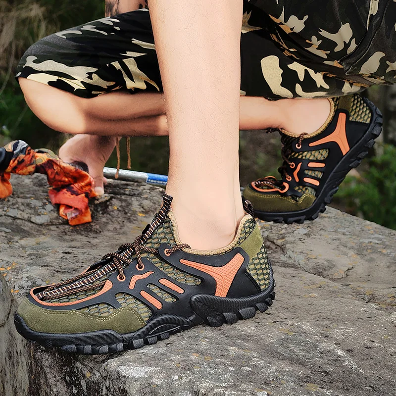 SENAGE Men's Hiking Shoes High Quality Summer Mesh Breathable Men Shoes Desert Training Sneakers Outdoor Trekking Travel Shoes