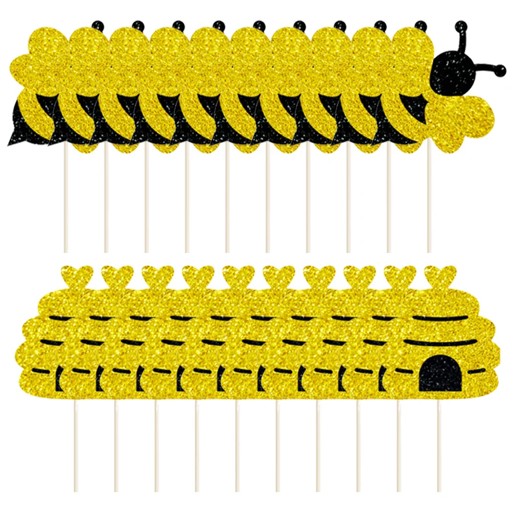 

Cupcake Picks Topperbumblebee Shower Baby Reveal Gender Decorations Salad Decor Birthday Party Favors Honey Supply Delicate