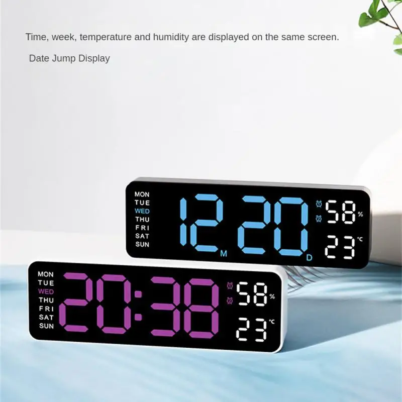 9-дюймовые большие цифровые настенные часы с питанием от USB TEMP влажность неделя